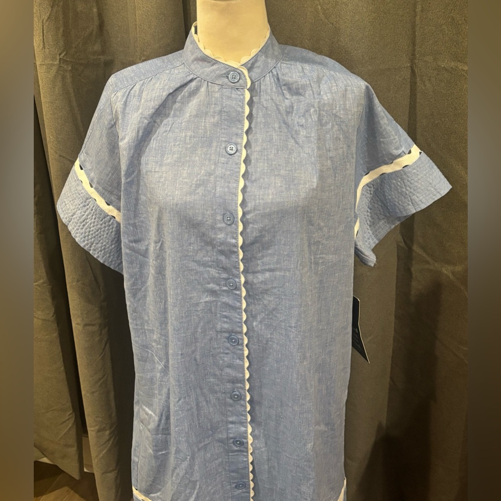 NWT Tuckernuck Chambray Cornelia Dress Blue Small MISSING Belt Mini Linen Blend - Picture 5 of 15